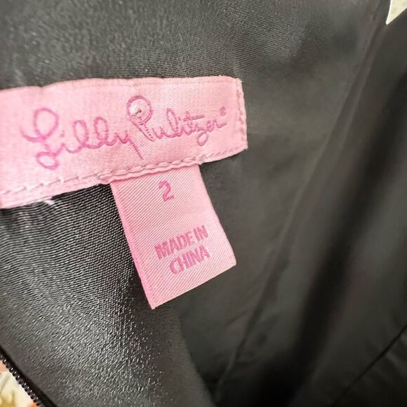 Lilly Pulitzer Janice Black Gold Trim Mini Dress | Size 2 - Picture 8 of 9